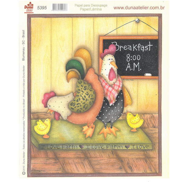 Papel Decoupage Galinha Familia 185x220mm
