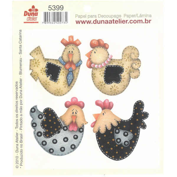 Papel Decoupage Galinhas 120x120mm