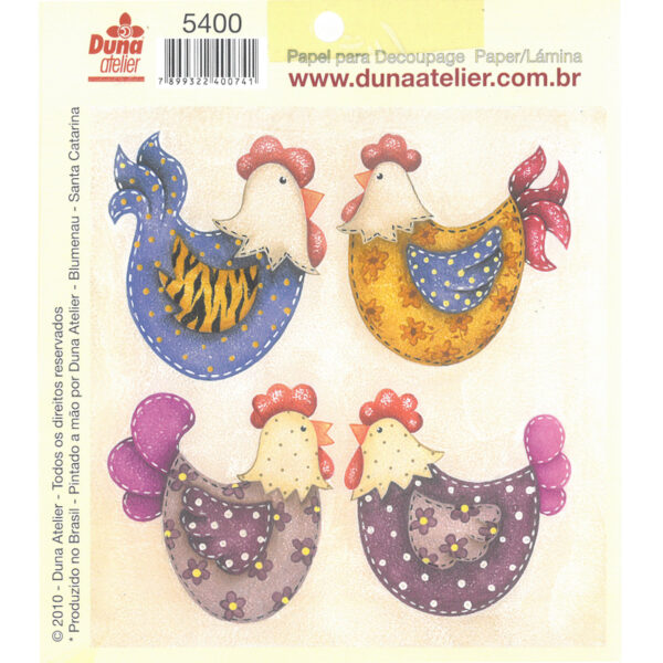 Papel Decoupage Galinhas 120x120mm