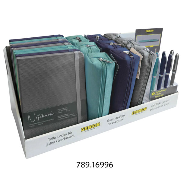 Estojos - Notebooks - Esferográficas Ocean Exp. 9+9+9un.