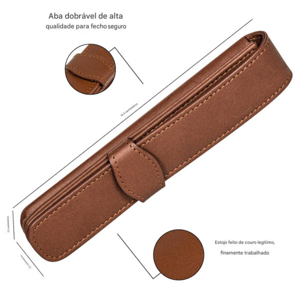 Estojo Pele Castanho p/1 Caneta