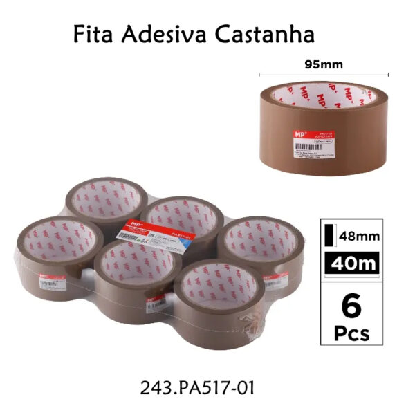 Fita Cola Adesiva Castanha 48mmX40mts. - 6un.