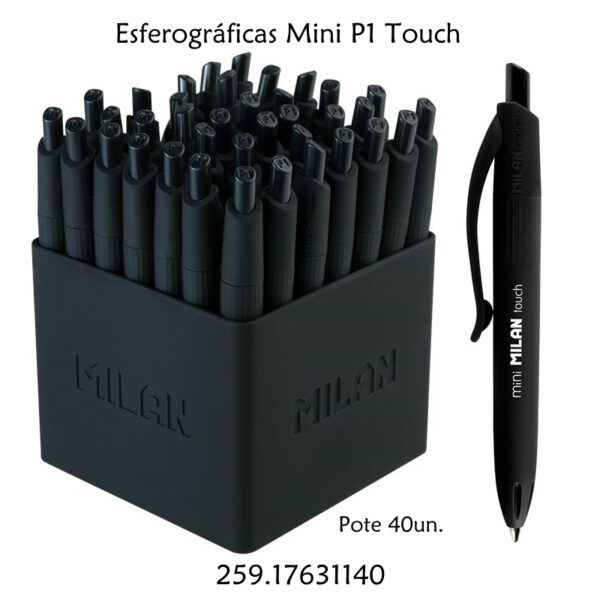 Esferográfica Mini Preto P1 Touch Milan Cx. 40un.