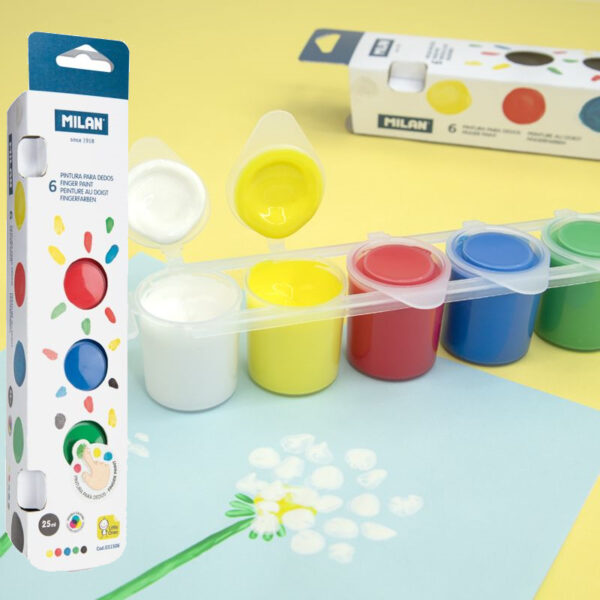 Pintura c/ Dedos Cx.6 Potes / Cores - 25ml