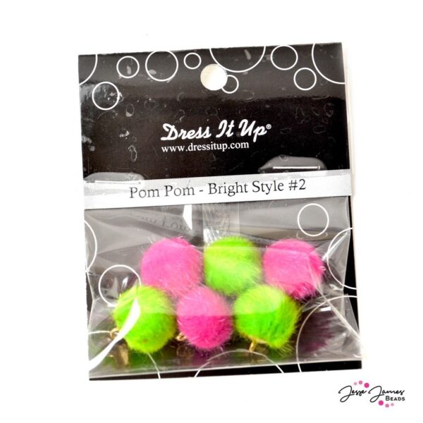 Pompom Pink/Green Ø 15mm - 6un