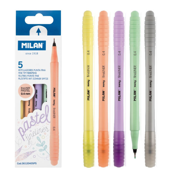 Marcadores Fineline Pastel 0.4mm Milan Cx.5un.