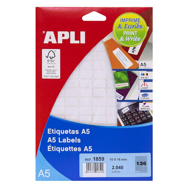 Etiquetas Brancas A5 10x16mm