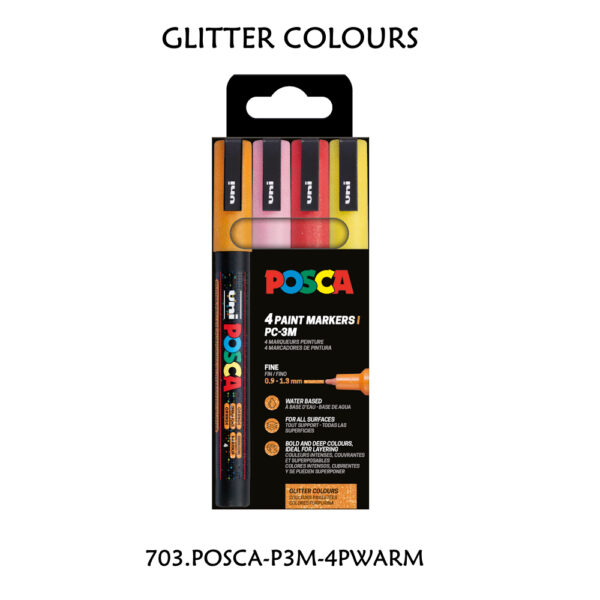 Carteira c/ 4 Marcadores PC3M Glitter Colours 1