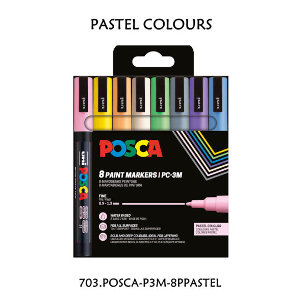 Carteira c/ 8 Marcadores PC3M Pastel Colours