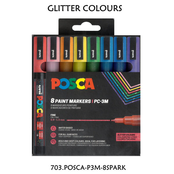Carteira c/ 8 Marcadores PC3M Glitter Colours