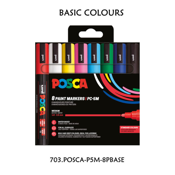 Carteira c/ 8 Marcadores PC5M Basic Colours