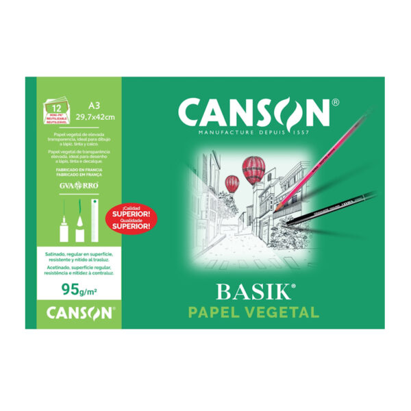 Papel Vegetal A3 12fls. - 95g.