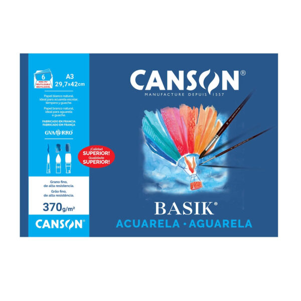 Papel Aguarela A3 6fls. - 370g.